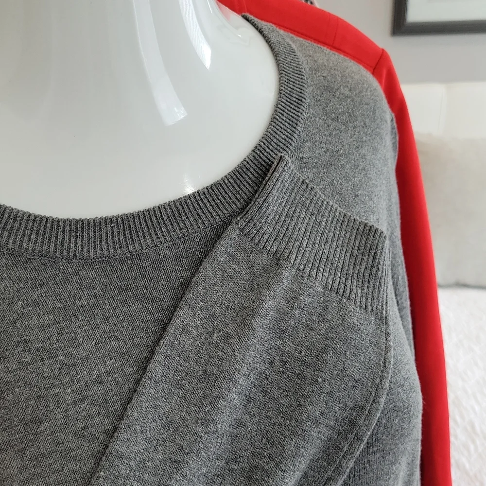 BCBGeneration grey ribbed crew neck longsleeve shift sweaterdress size Large NWT